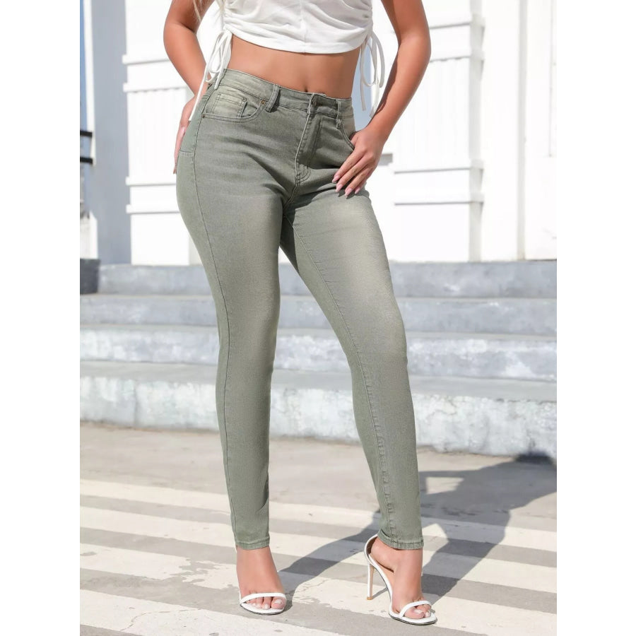 High-Waisted Slim-Fit Jeans Apparel and Accessories