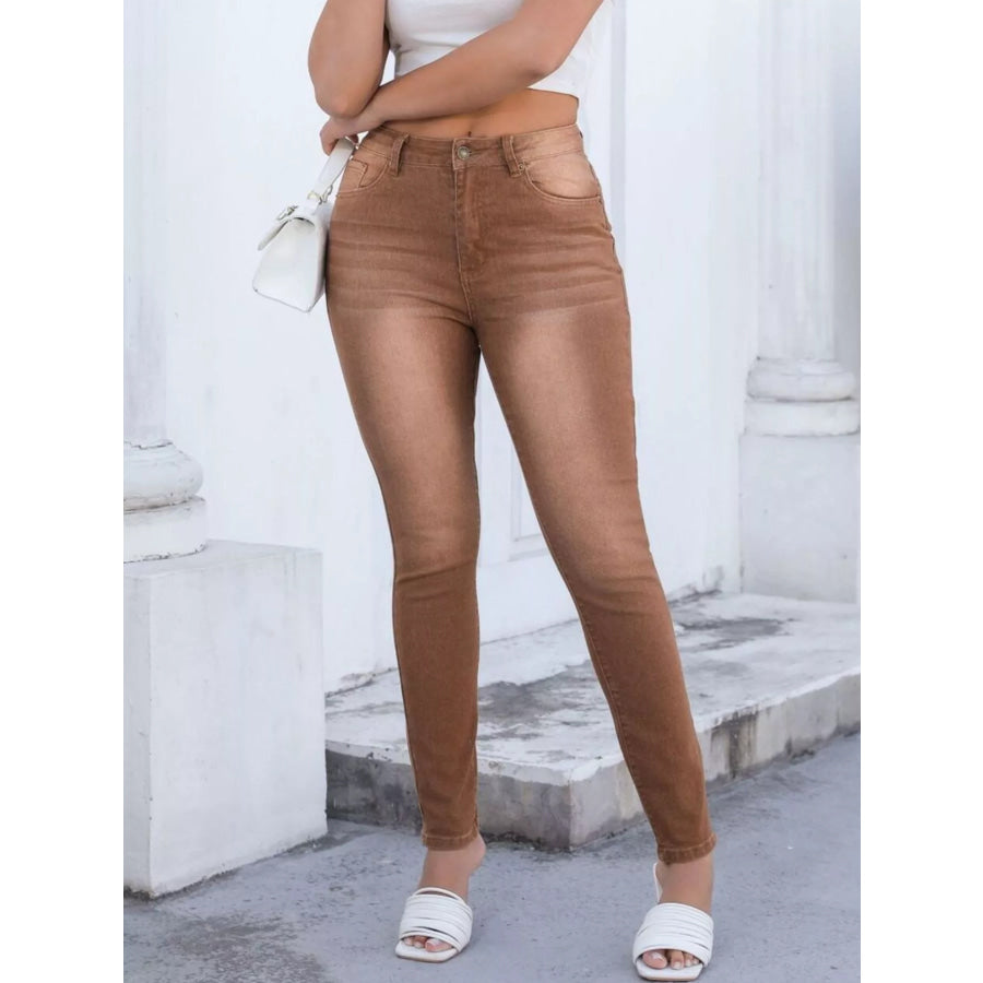 High-Waisted Slim-Fit Jeans Apparel and Accessories
