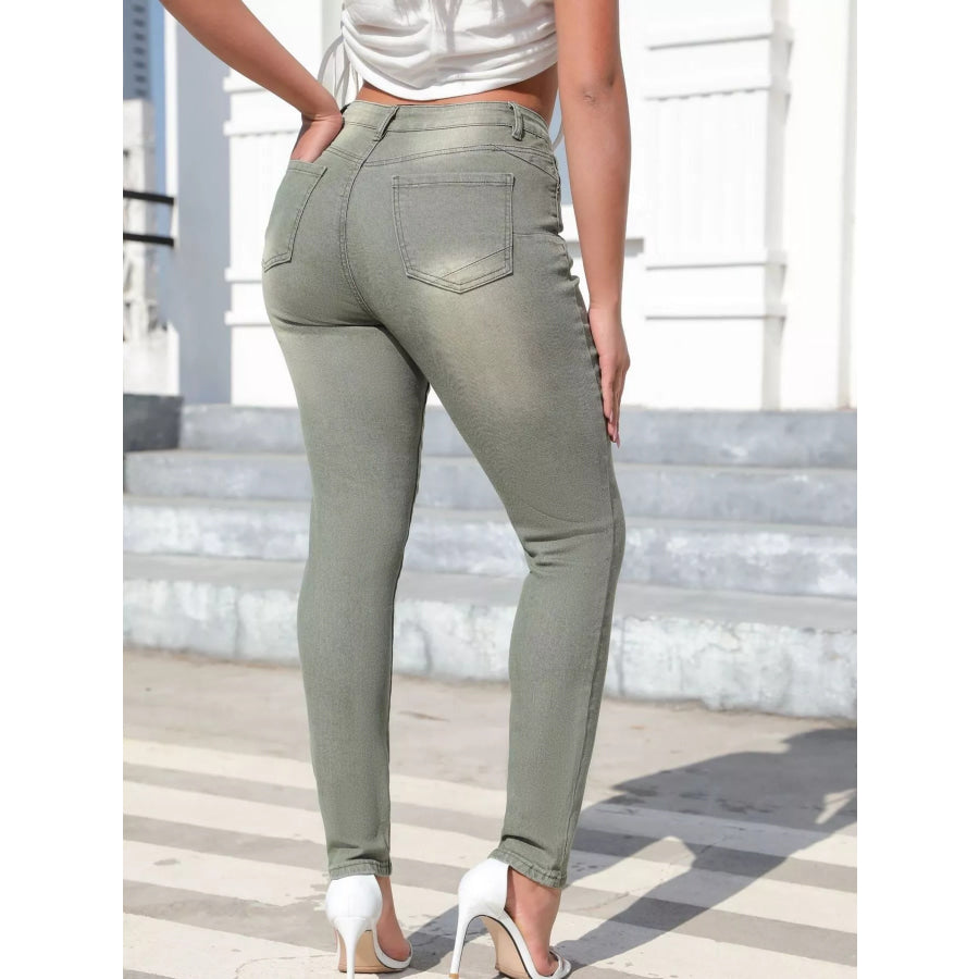 High-Waisted Slim-Fit Jeans Apparel and Accessories
