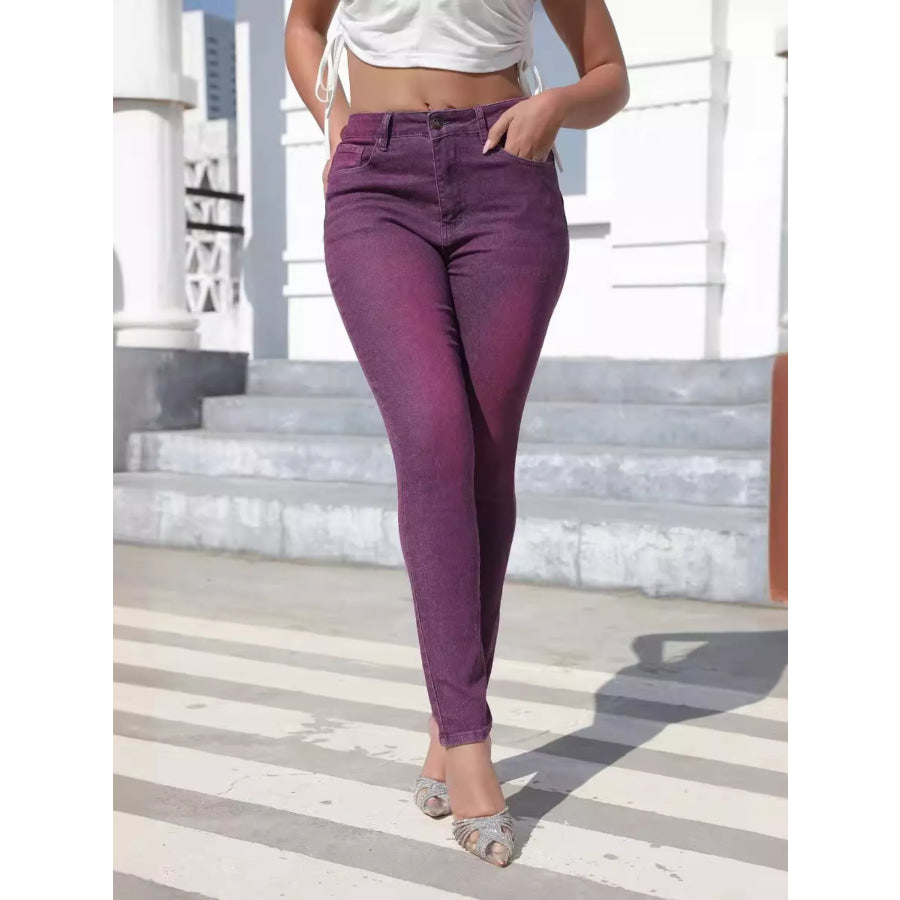 High-Waisted Slim-Fit Jeans Apparel and Accessories