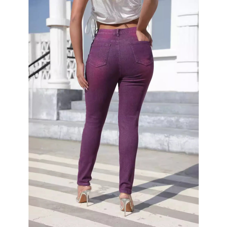 High-Waisted Slim-Fit Jeans Apparel and Accessories