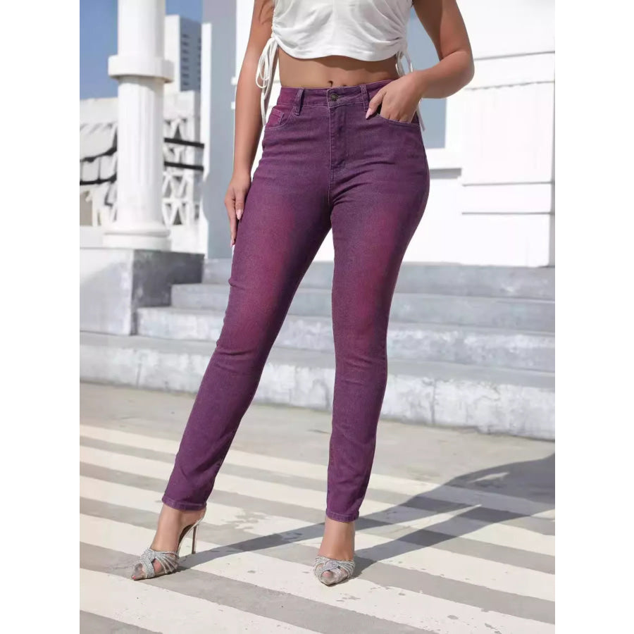 High-Waisted Slim-Fit Jeans Apparel and Accessories
