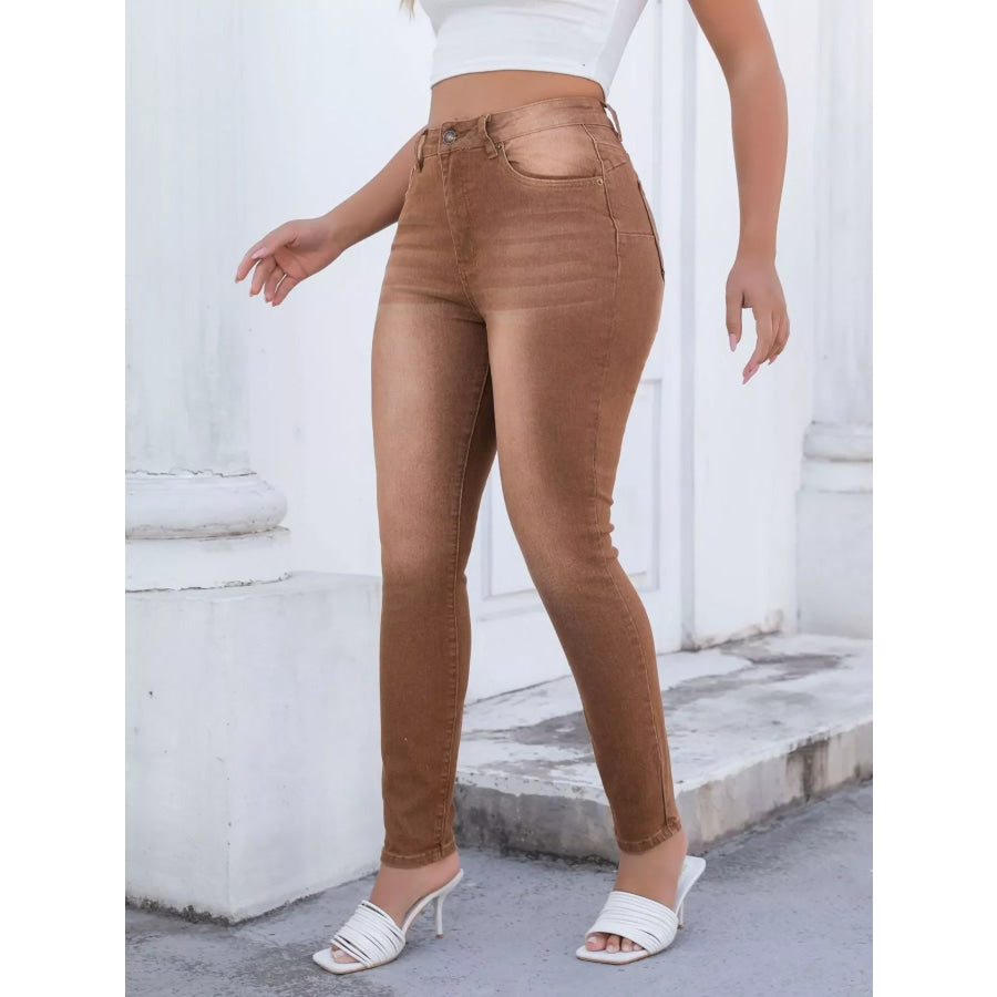 High-Waisted Slim-Fit Jeans Apparel and Accessories