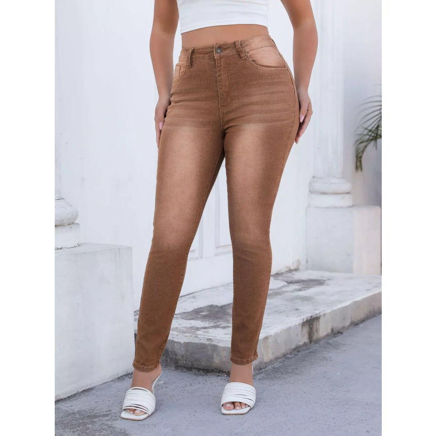 High-Waisted Slim-Fit Jeans Apparel and Accessories