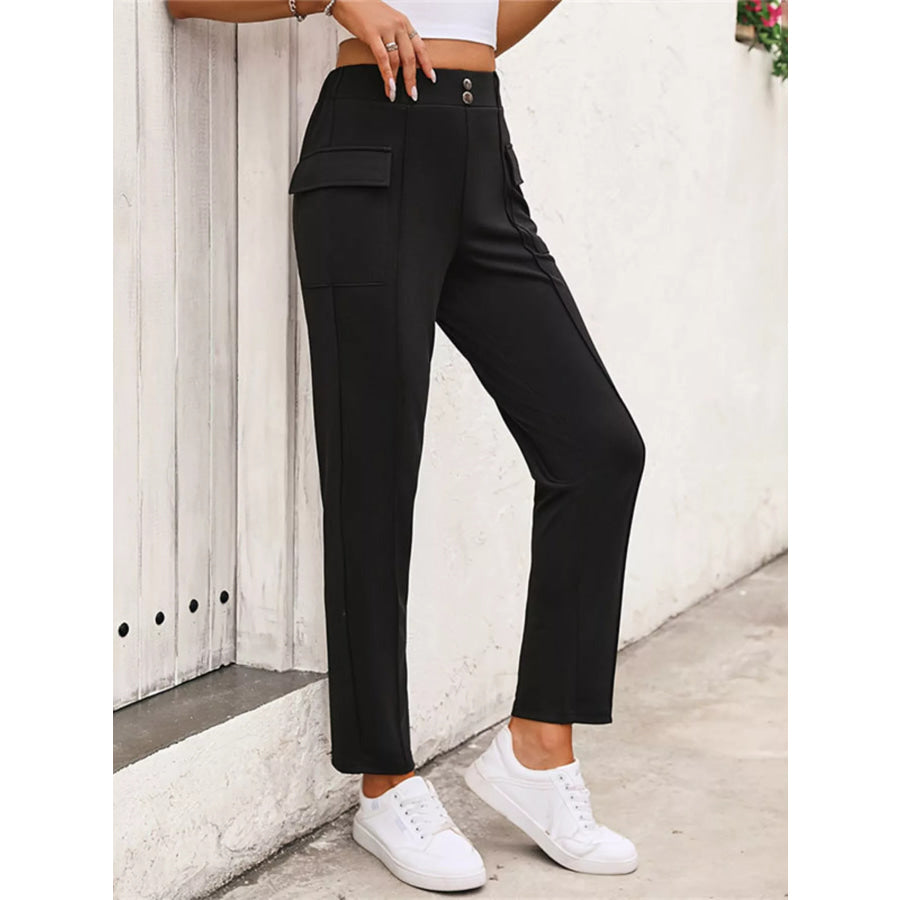 High-Waisted Slim Fit Pants Apparel and Accessories