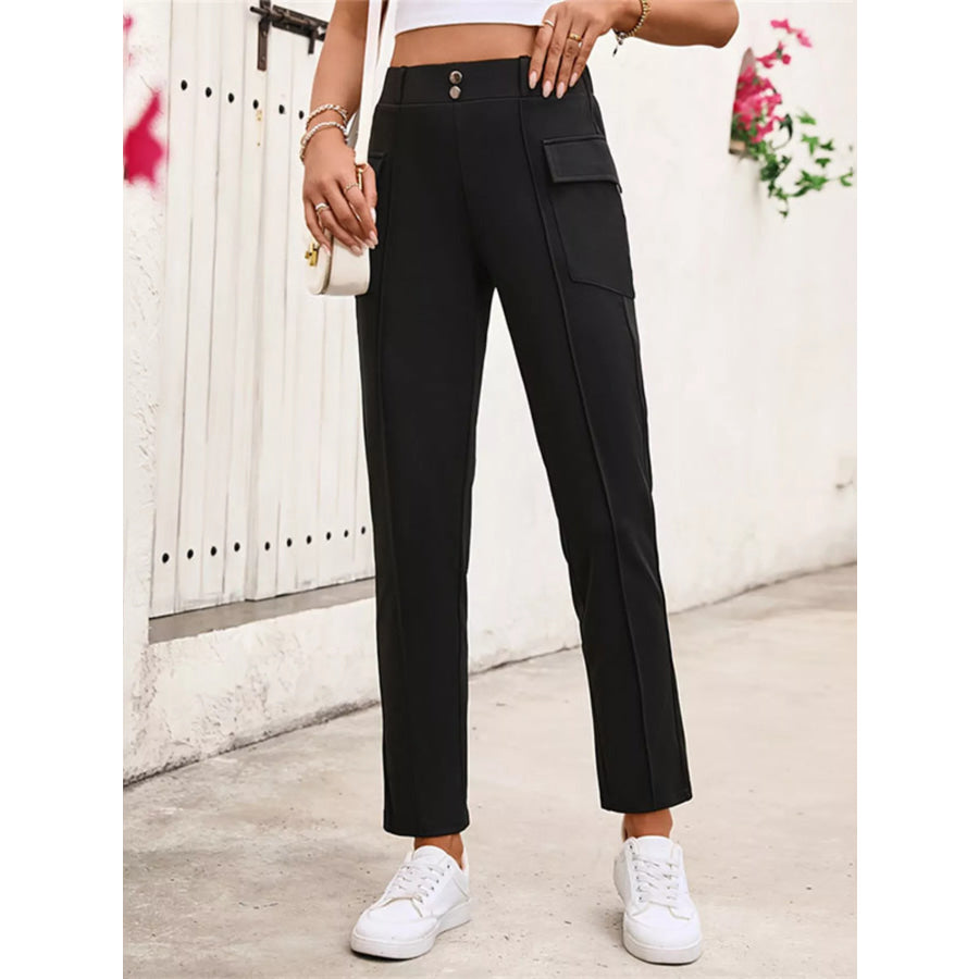 High-Waisted Slim Fit Pants Apparel and Accessories