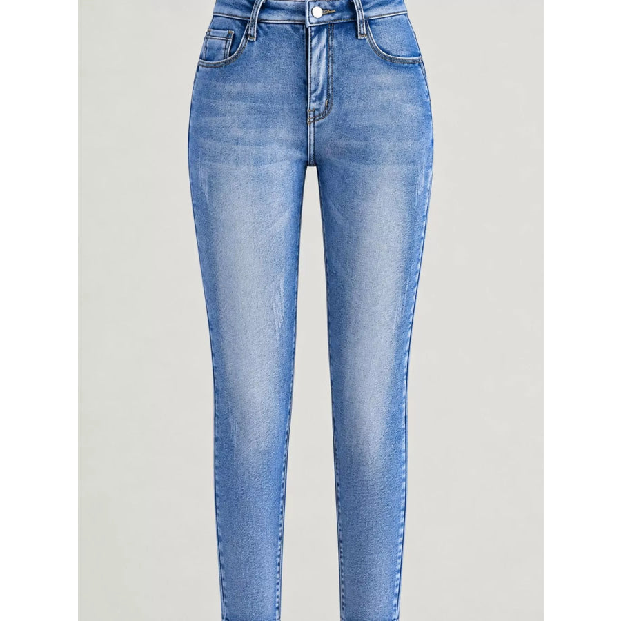High-Waisted Slim-Fit Stretch Fleece Jeans Apparel and Accessories