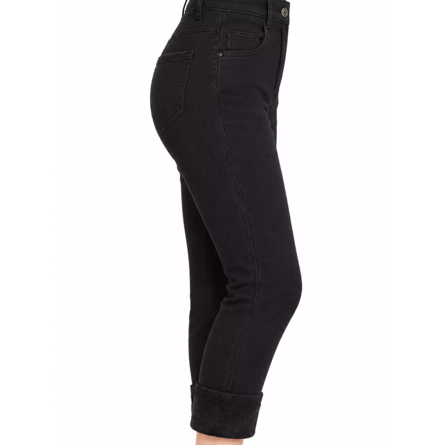 High-Waisted Slim-Fit Stretch Fleece Jeans Apparel and Accessories