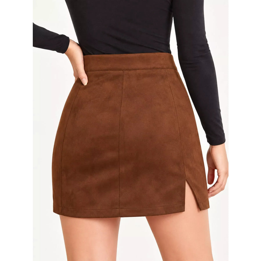 High-Waisted Slit Skirt Apparel and Accessories