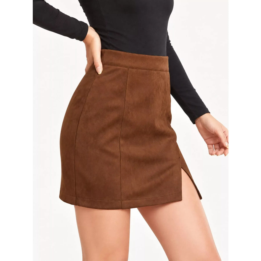 High-Waisted Slit Skirt Apparel and Accessories