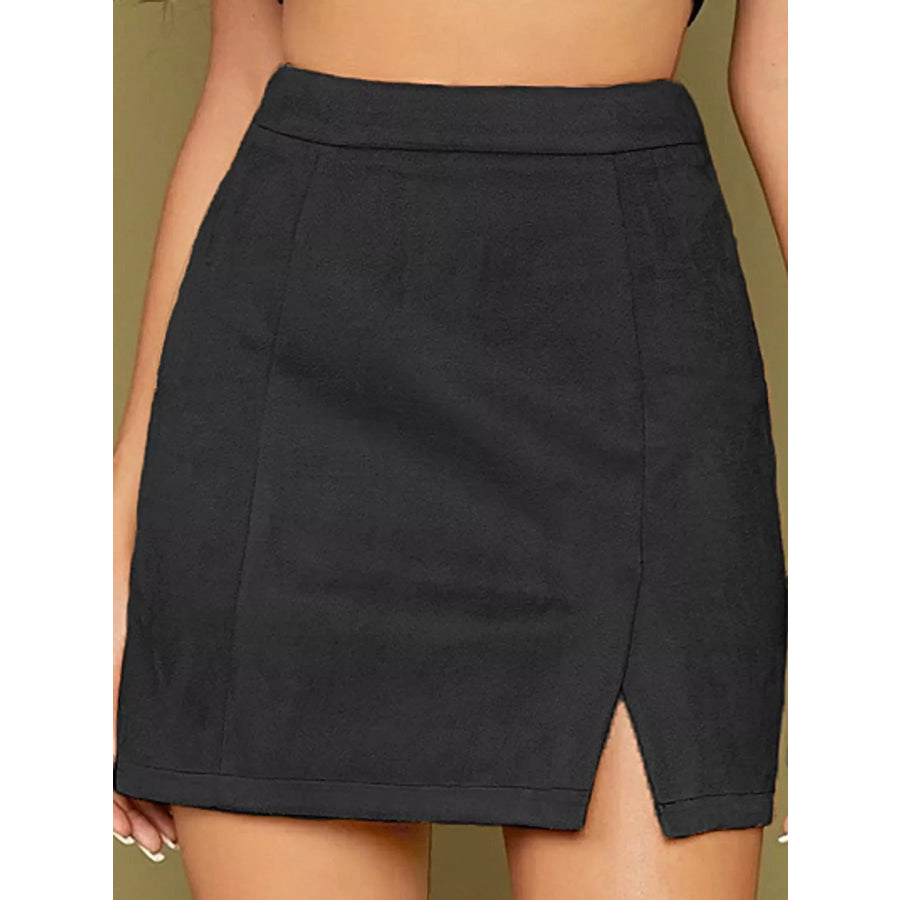 High-Waisted Slit Skirt Black / S Apparel and Accessories