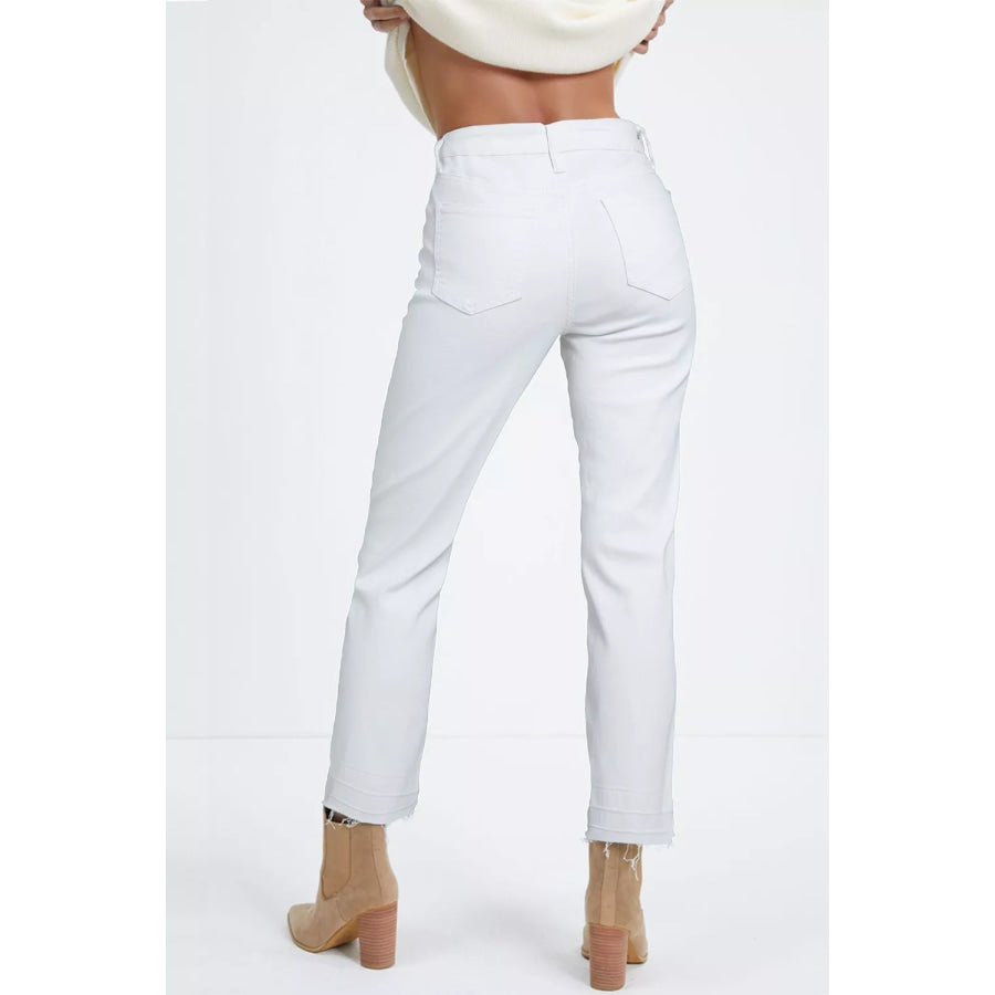 High-Waisted Straight Leg Jeans Apparel and Accessories