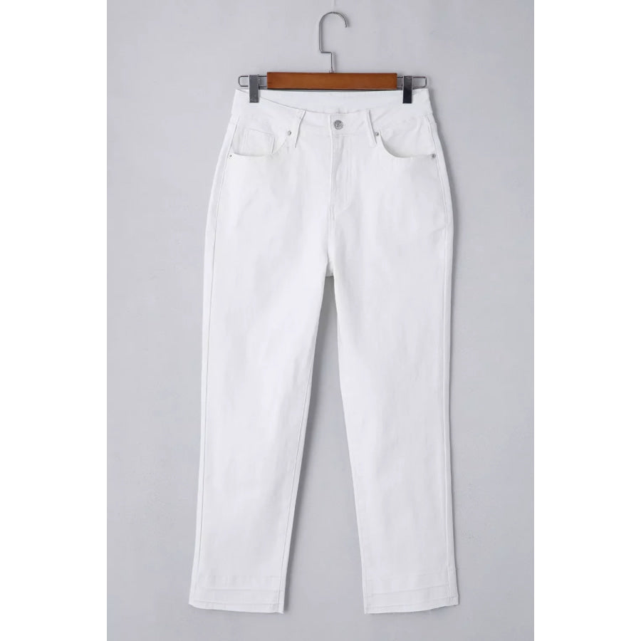 High-Waisted Straight Leg Jeans Apparel and Accessories