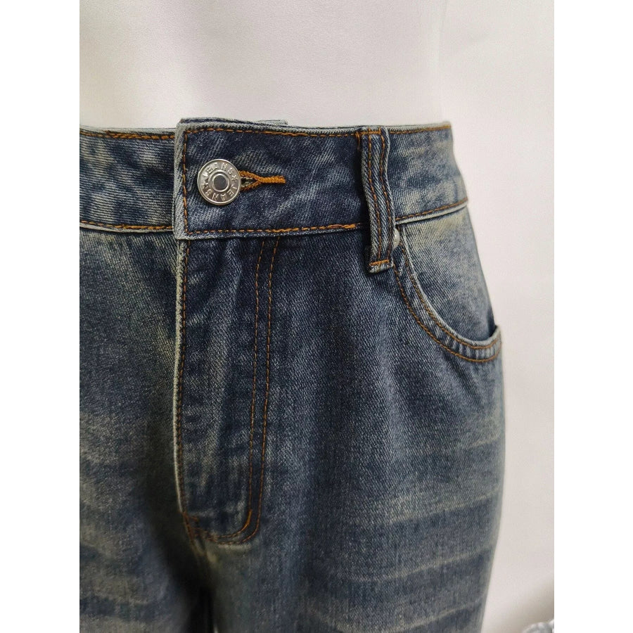 High-Waisted Straight Leg Jeans Apparel and Accessories
