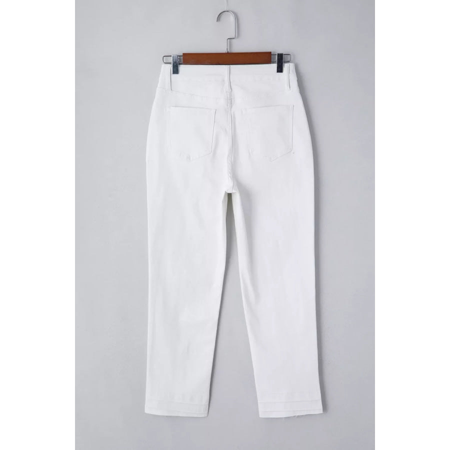 High-Waisted Straight Leg Jeans Apparel and Accessories