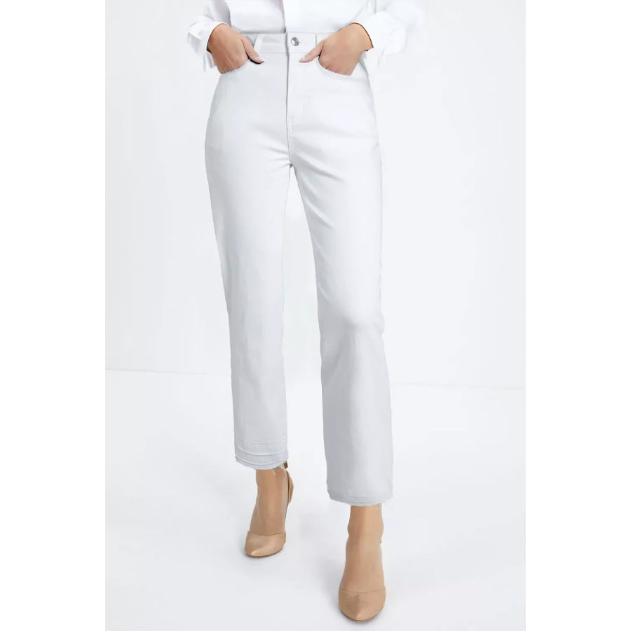 High-Waisted Straight Leg Jeans White / 6 Apparel and Accessories