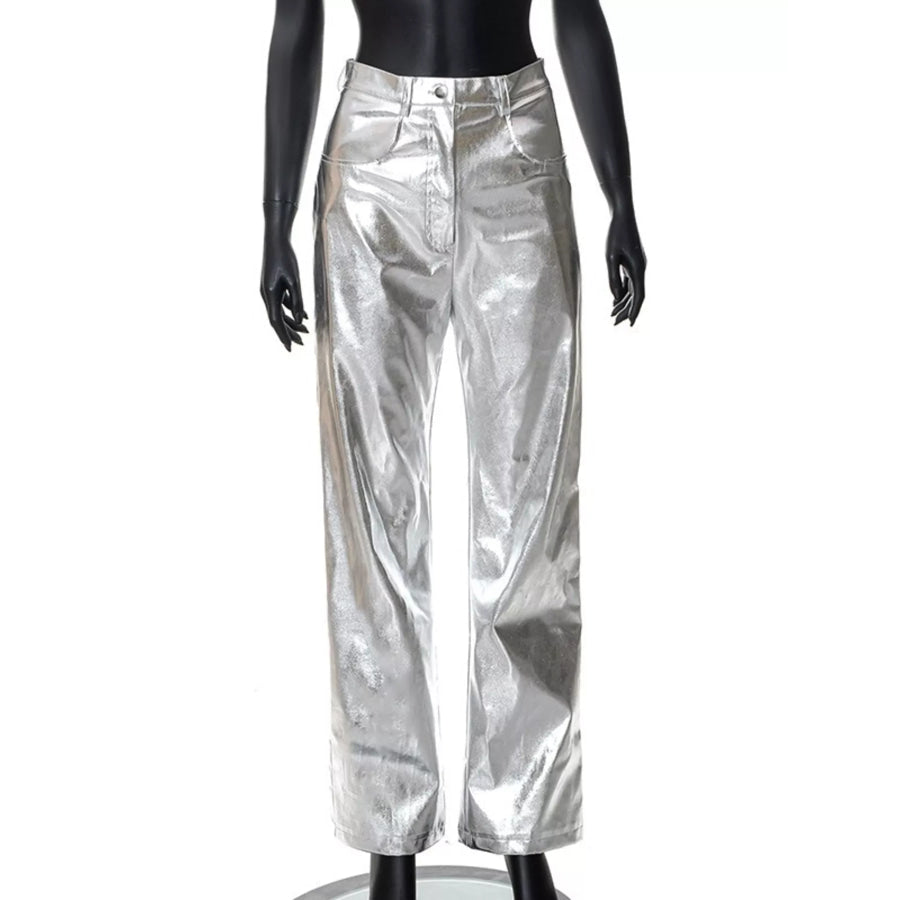 High-Waisted Straight Leg Pants Apparel and Accessories