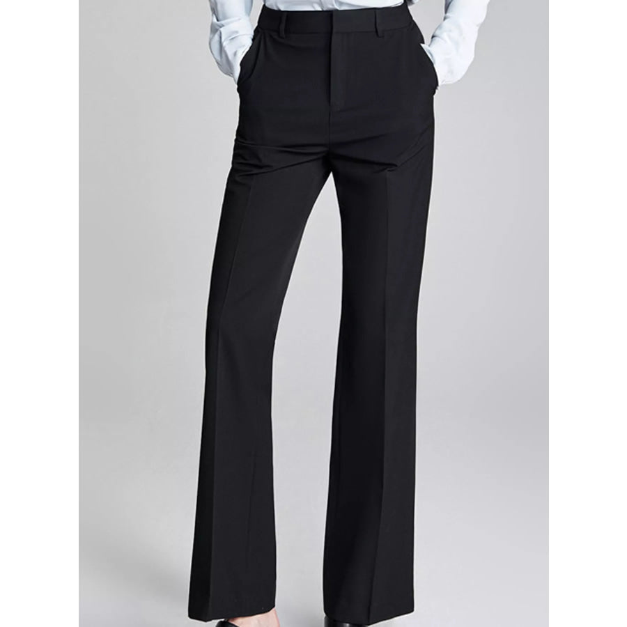 High-Waisted Straight-Leg Pants Black / 26 Apparel and Accessories