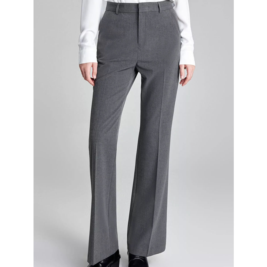 High-Waisted Straight-Leg Pants Medium Gray / 26 Apparel and Accessories