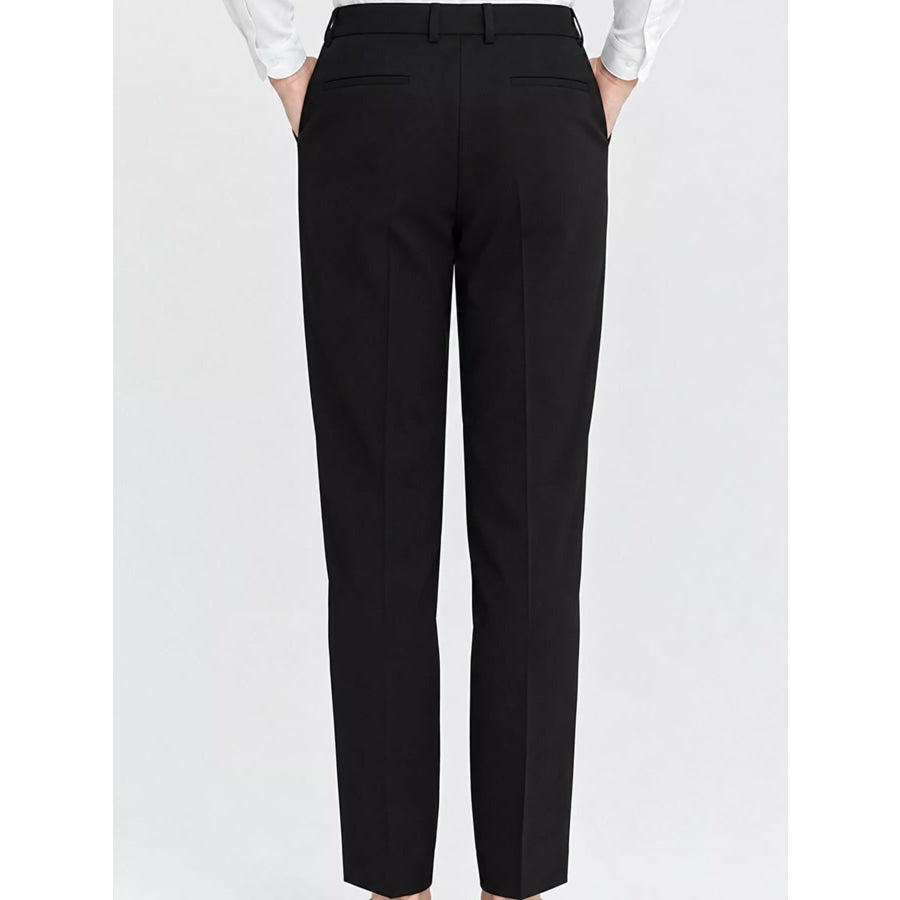 High-Waisted Straight Slim-Fit Pants Apparel and Accessories