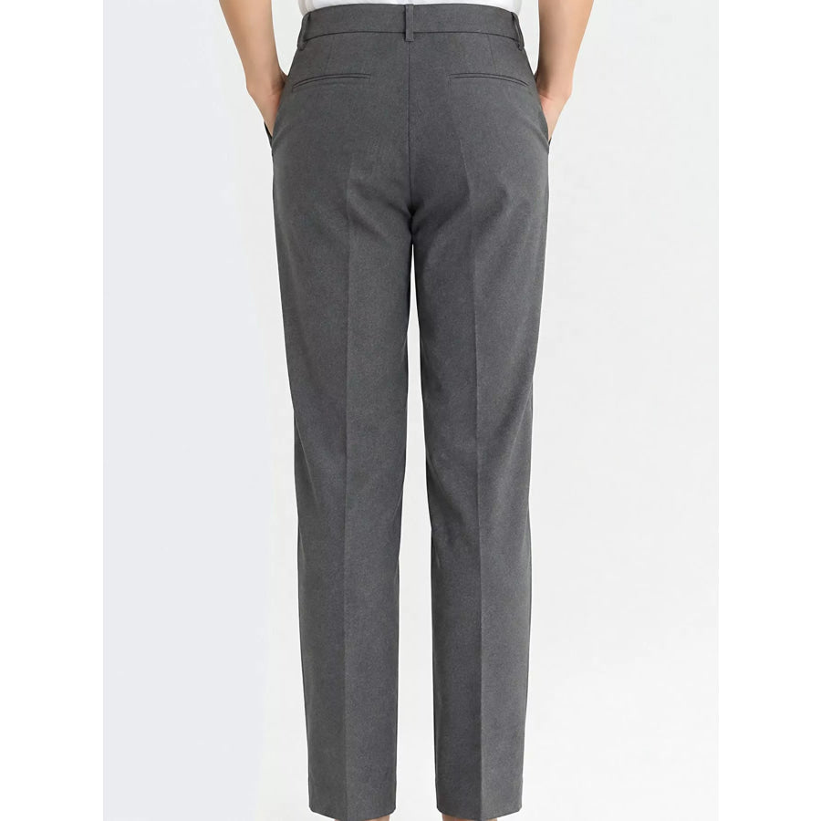 High-Waisted Straight Slim-Fit Pants Apparel and Accessories