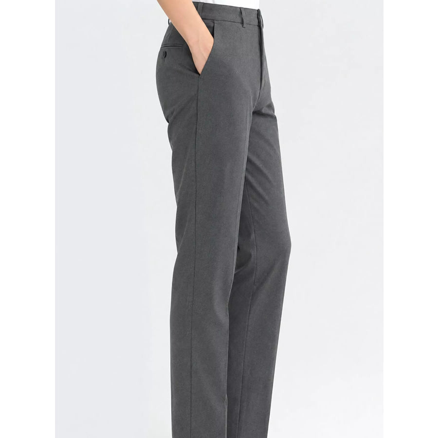 High-Waisted Straight Slim-Fit Pants Apparel and Accessories