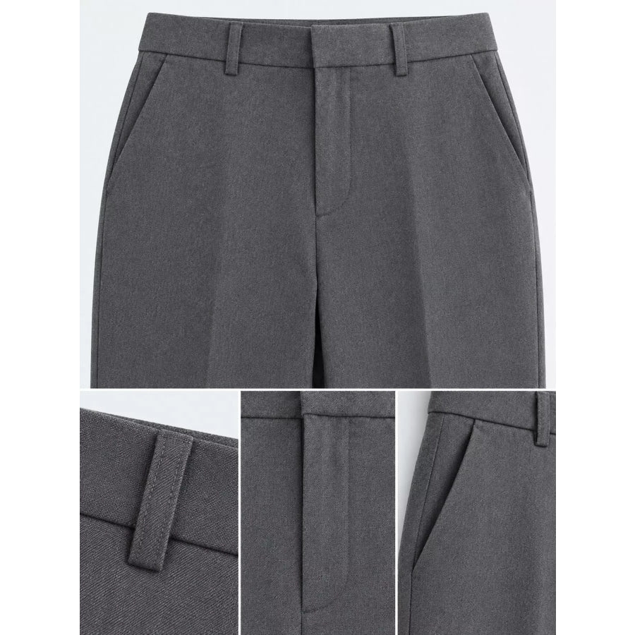 High-Waisted Straight Slim-Fit Pants Apparel and Accessories