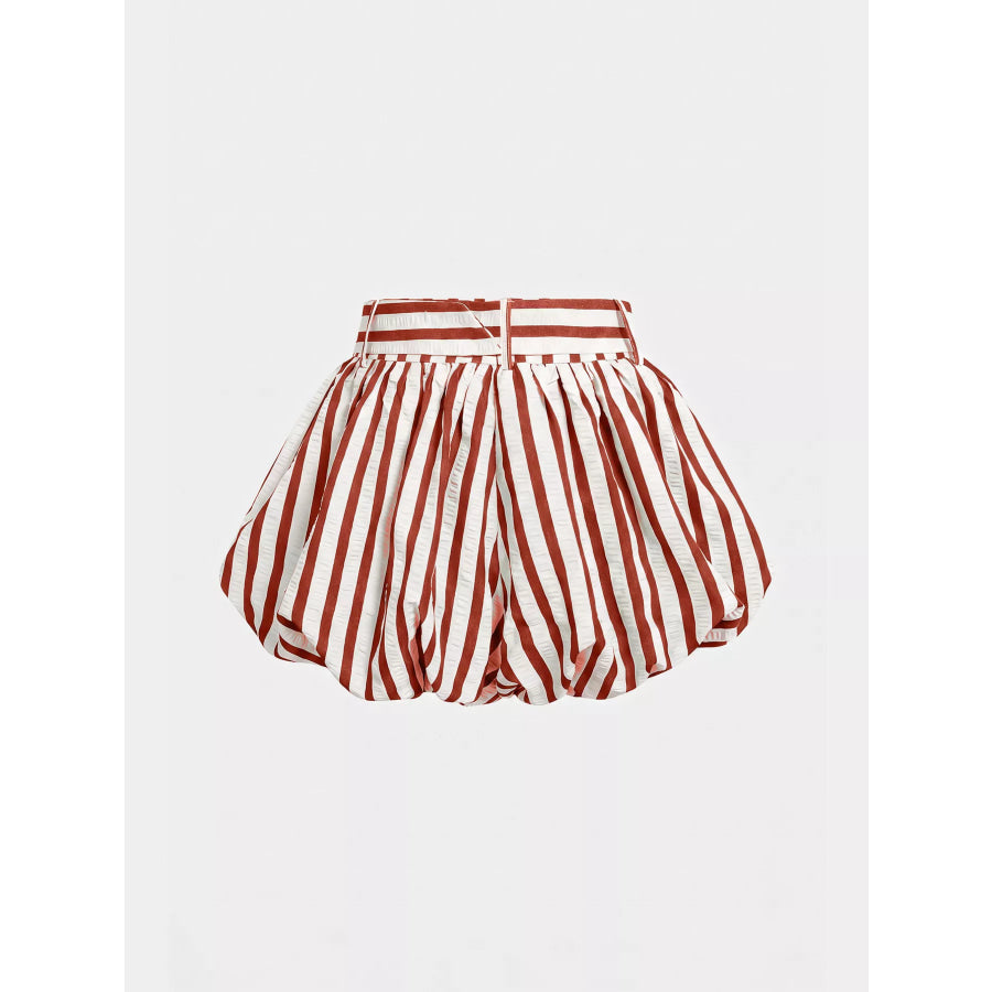 High-Waisted Striped Bubble Shorts Apparel and Accessories