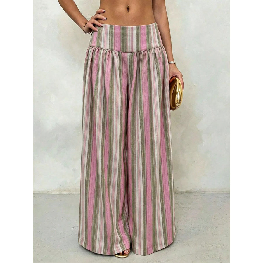 High-Waisted Striped Wide-Leg Casual Pants Apparel and Accessories