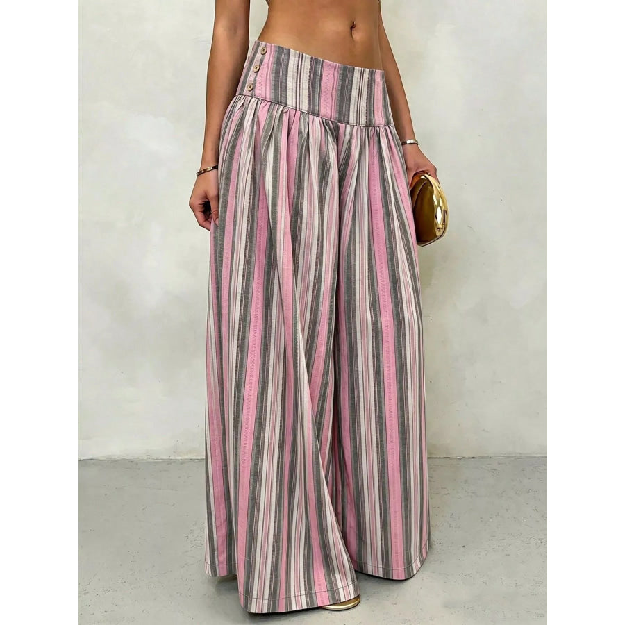 High-Waisted Striped Wide-Leg Casual Pants Apparel and Accessories