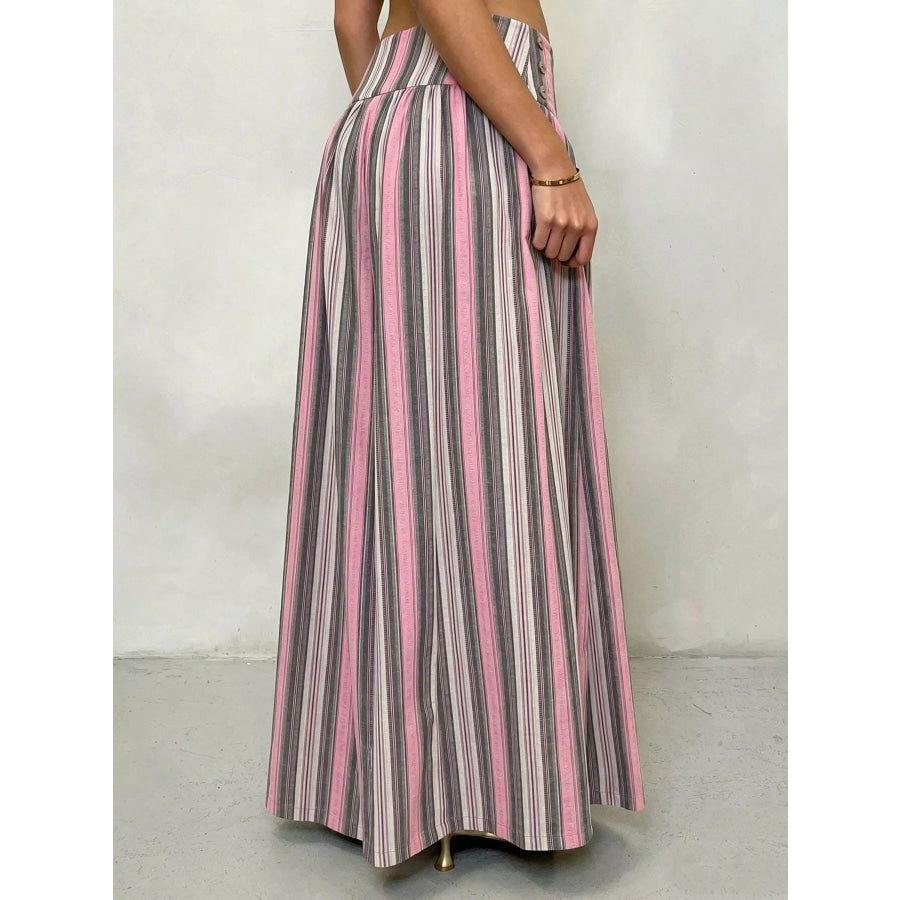 High-Waisted Striped Wide-Leg Casual Pants Apparel and Accessories