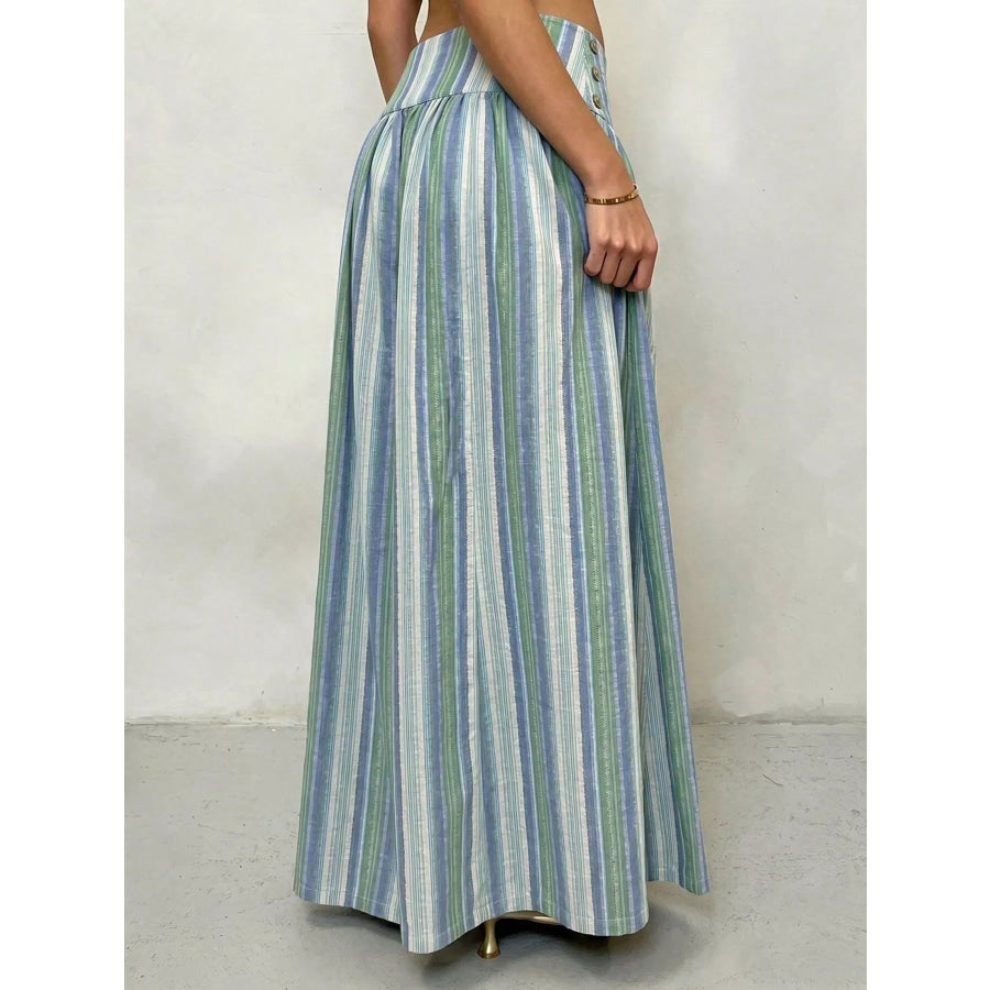 High-Waisted Striped Wide-Leg Casual Pants Apparel and Accessories