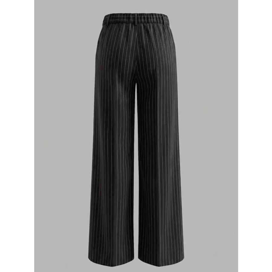 High-Waisted Striped Wide-Leg Pants Apparel and Accessories