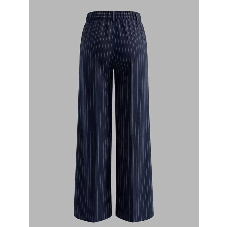High-Waisted Striped Wide-Leg Pants Apparel and Accessories