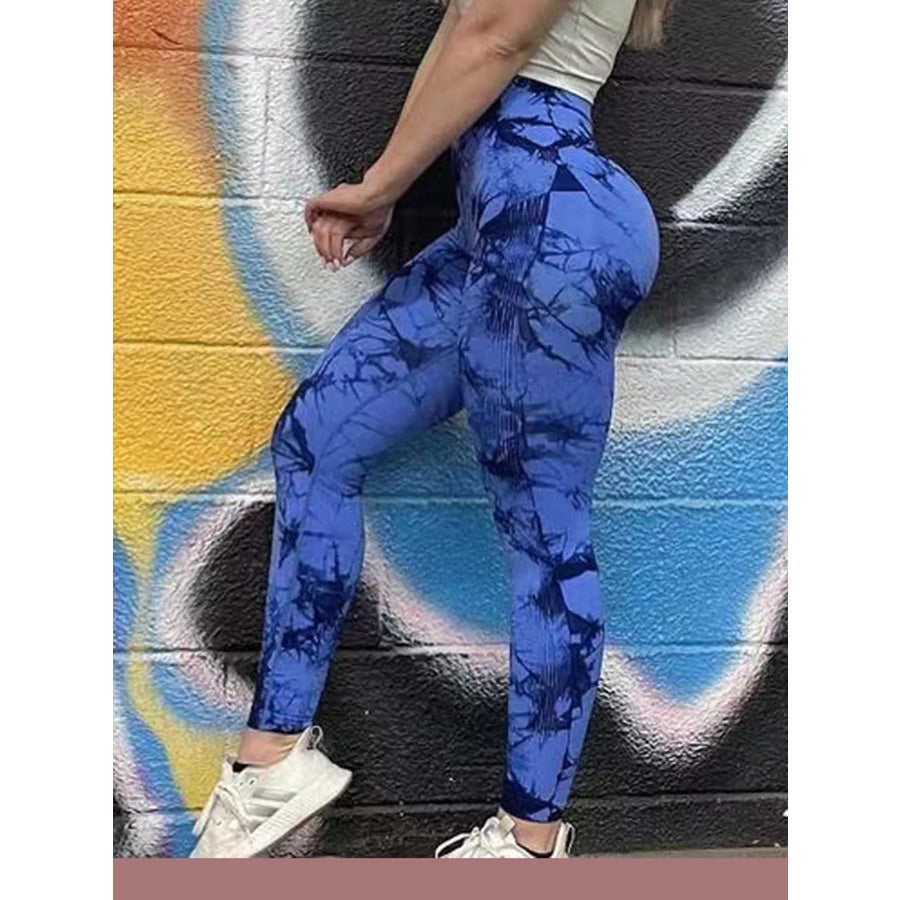 High-Waisted Tie Dye Seamless Active Leggings Royal Blue / S Apparel and Accessories