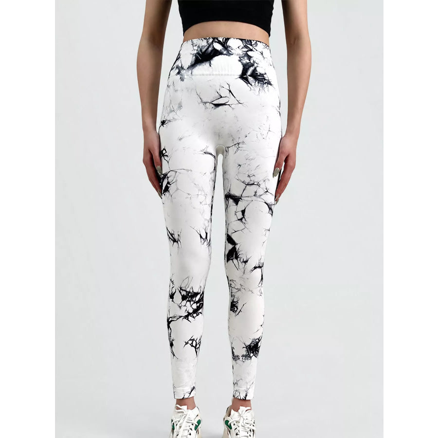 High-Waisted Tie Dye Seamless Active Leggings White / S Apparel and Accessories