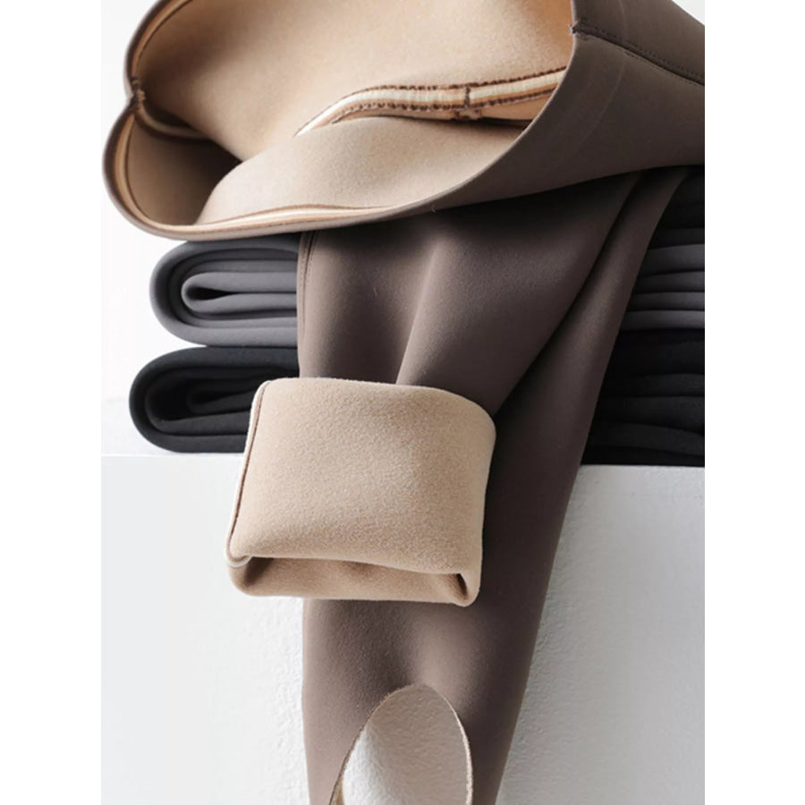 High-Waisted Tummy Control Stirrup Leggings with Fleece-Lined Apparel and Accessories