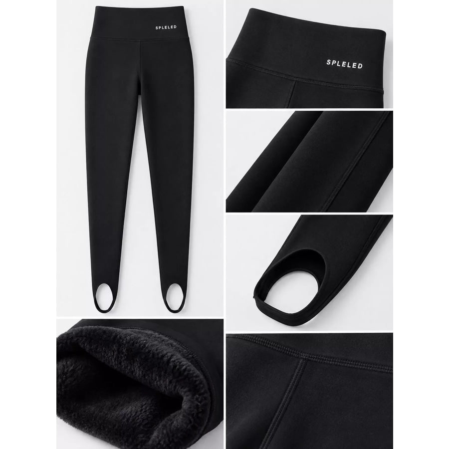 High-Waisted Tummy Control Stirrup Leggings with Fleece-Lined Apparel and Accessories