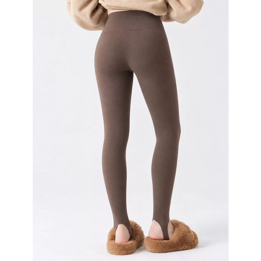 High-Waisted Tummy Control Stirrup Leggings with Fleece-Lined Apparel and Accessories