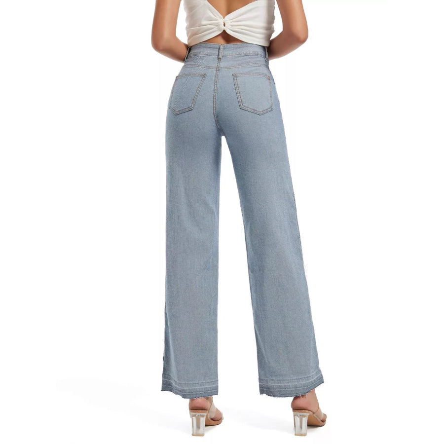 High-Waisted Two Tone Jeans Apparel and Accessories