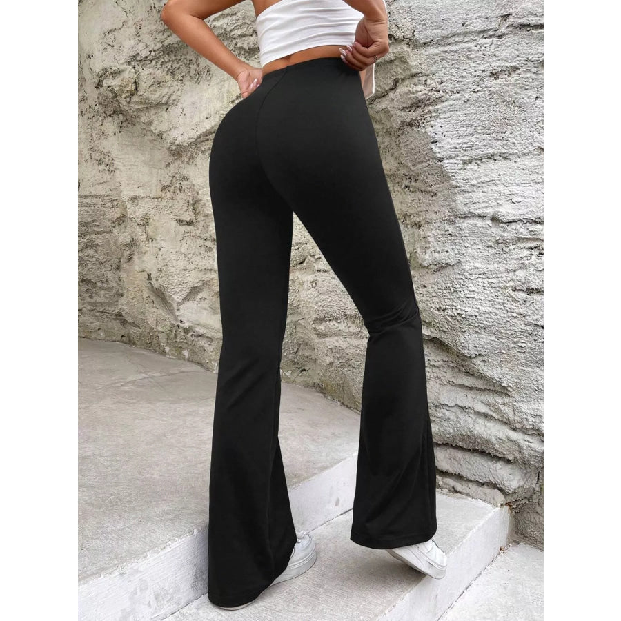 High-Waisted V-Cut Flare Leg Pants Apparel and Accessories