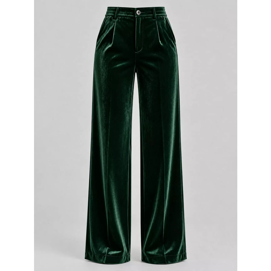 High-Waisted Velvet Wide-Leg Pants Apparel and Accessories