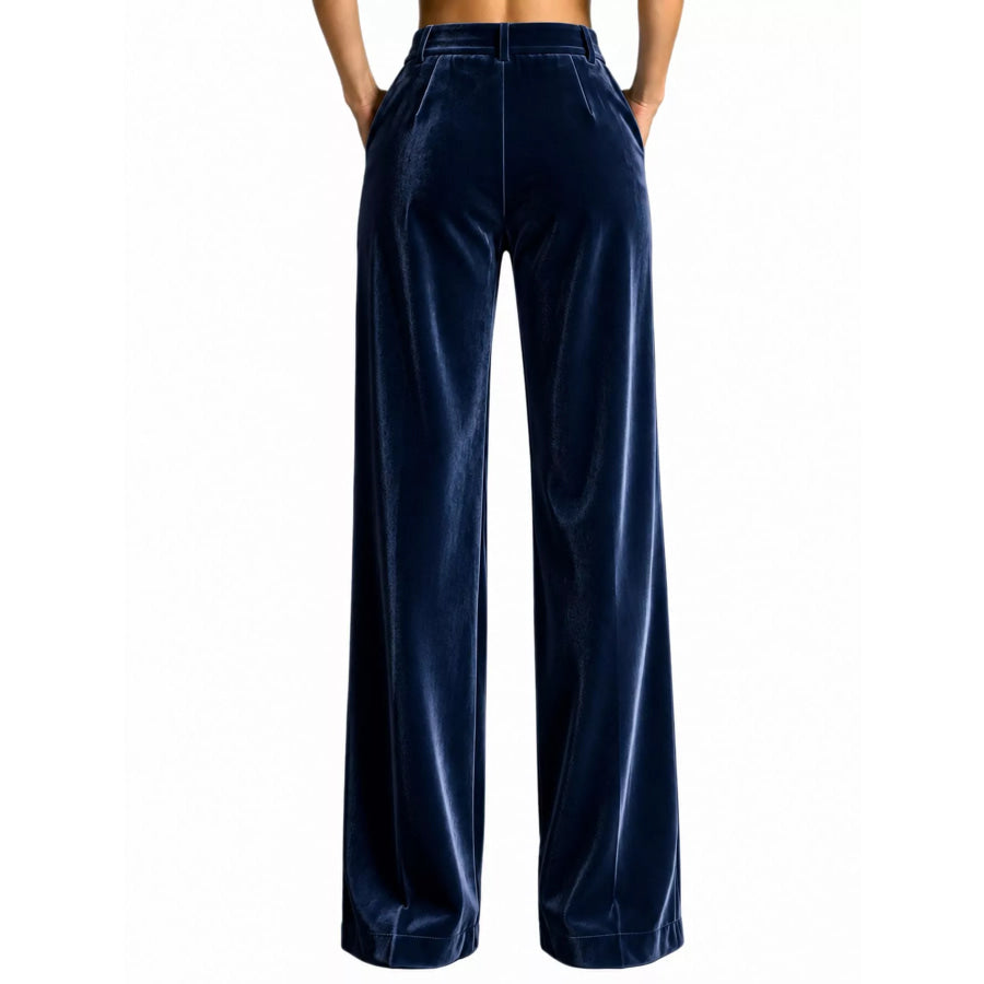 High-Waisted Velvet Wide-Leg Pants Apparel and Accessories