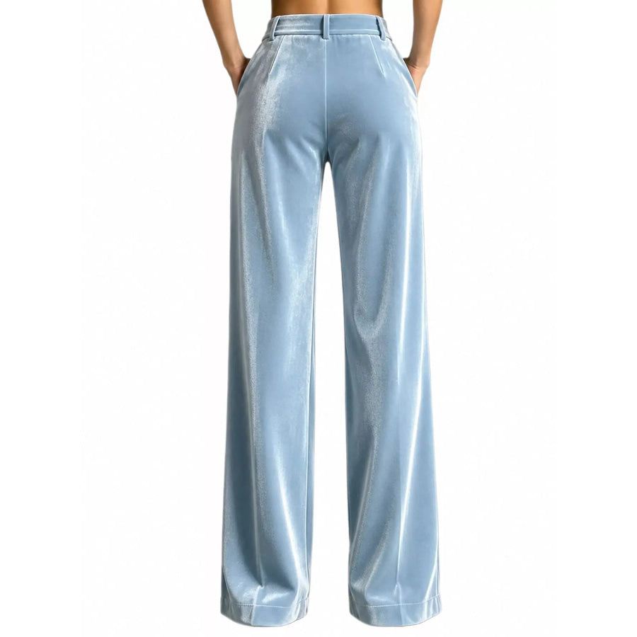 High-Waisted Velvet Wide-Leg Pants Apparel and Accessories