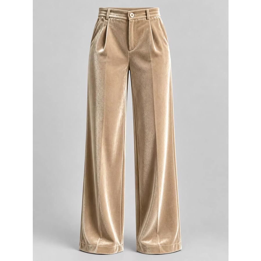 High-Waisted Velvet Wide-Leg Pants Apparel and Accessories