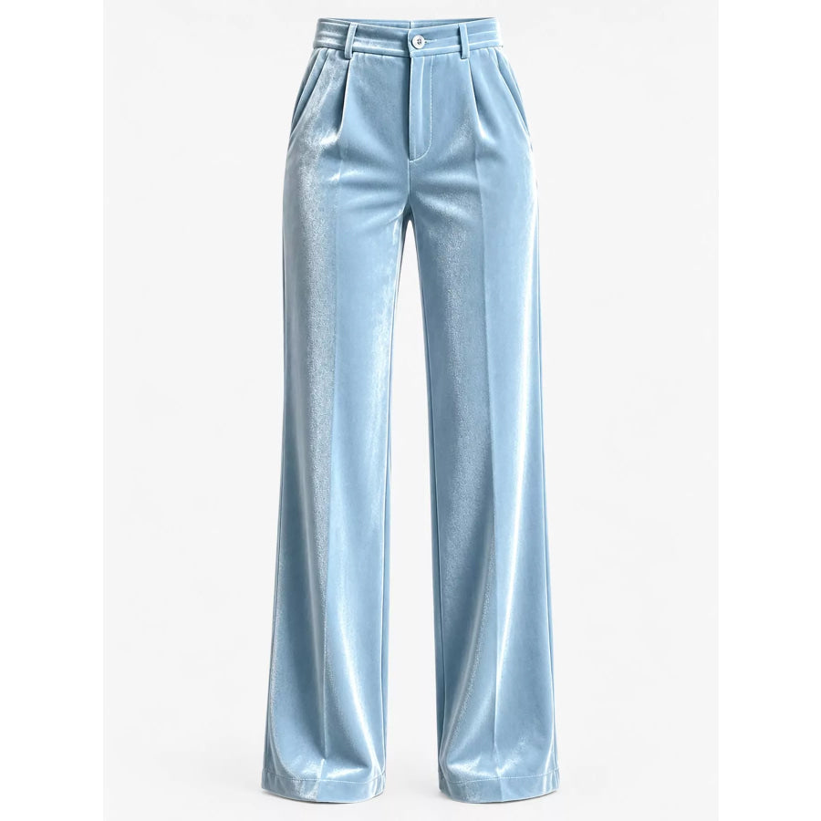 High-Waisted Velvet Wide-Leg Pants Apparel and Accessories