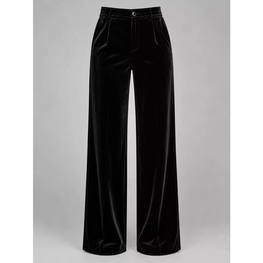 High-Waisted Velvet Wide-Leg Pants Apparel and Accessories
