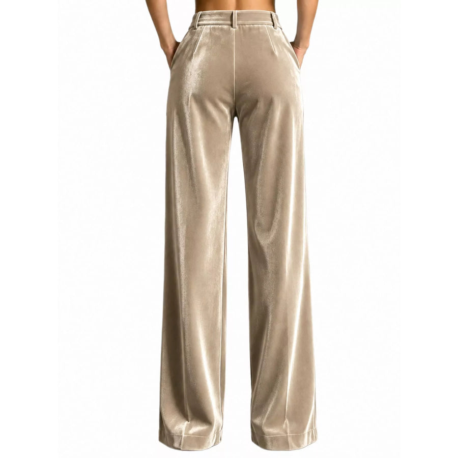 High-Waisted Velvet Wide-Leg Pants Apparel and Accessories