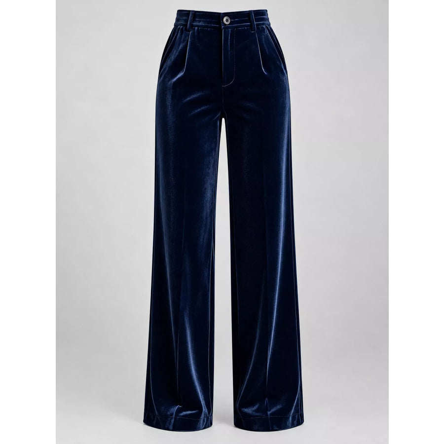 High-Waisted Velvet Wide-Leg Pants Apparel and Accessories