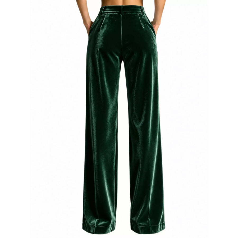 High-Waisted Velvet Wide-Leg Pants Apparel and Accessories